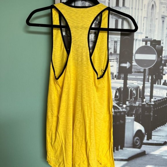 Vintage Urban Outfitters Neon Yellow Retro Racerback Tank Top San Francisco 5k - Picture 2 of 3